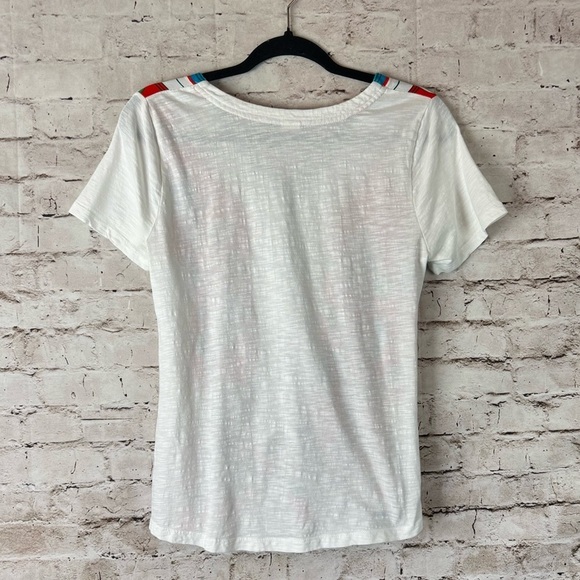Anthropologie Akemi + Kin Sherburne Printed Tee Shirt Top V Neck Tie Front S Sm - Picture 9 of 10